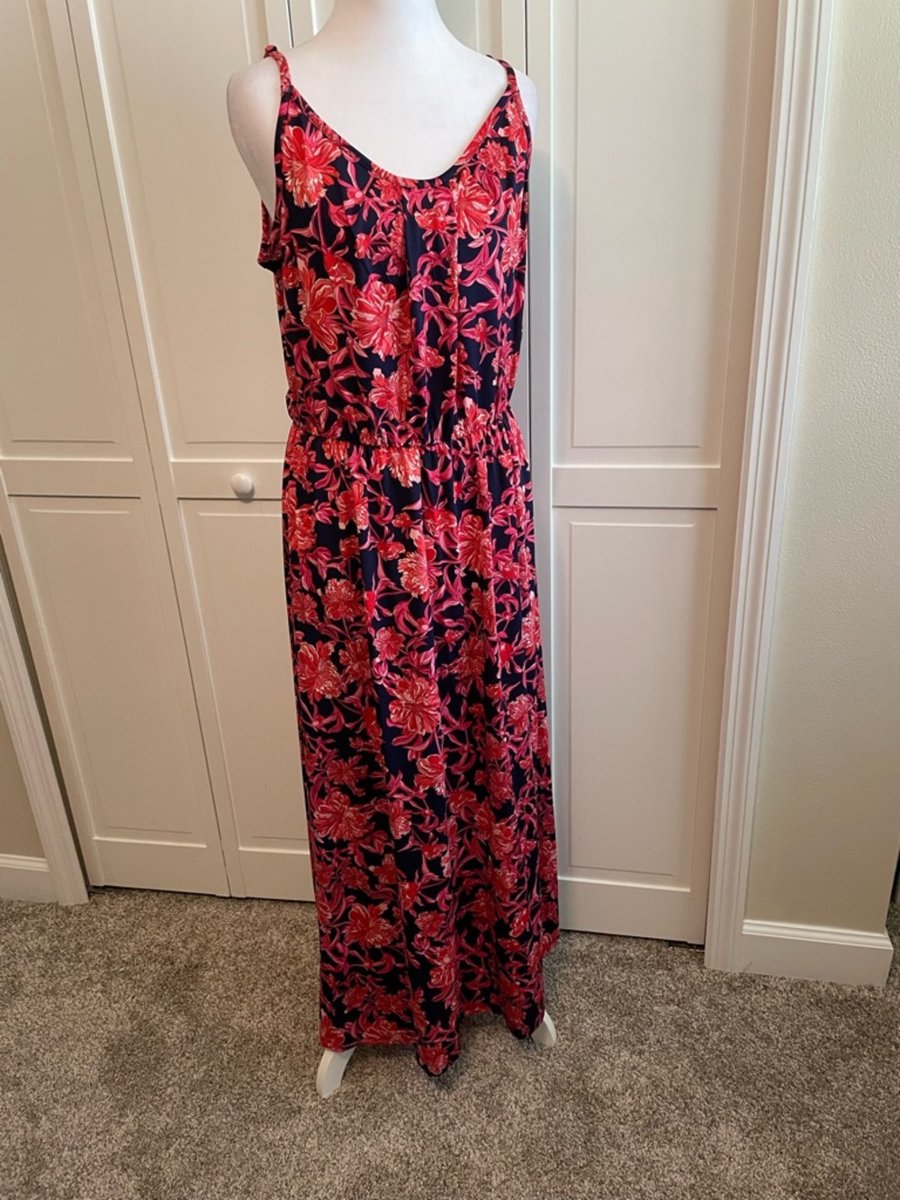 Harper Navy Dress with Pink and Coral Floral Print